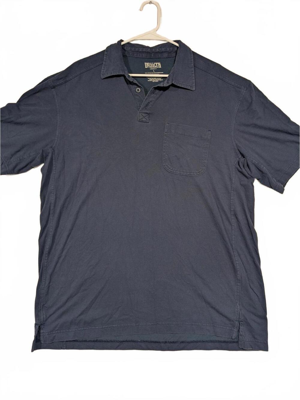 Duluth Trading Longtail T Polo Shirt Coolmax Blue Pocket Mens Large Honduras
